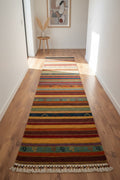 Tribal Handwoven Rengarenk Wool Runner Rug – 80X281 by Camel Carpet