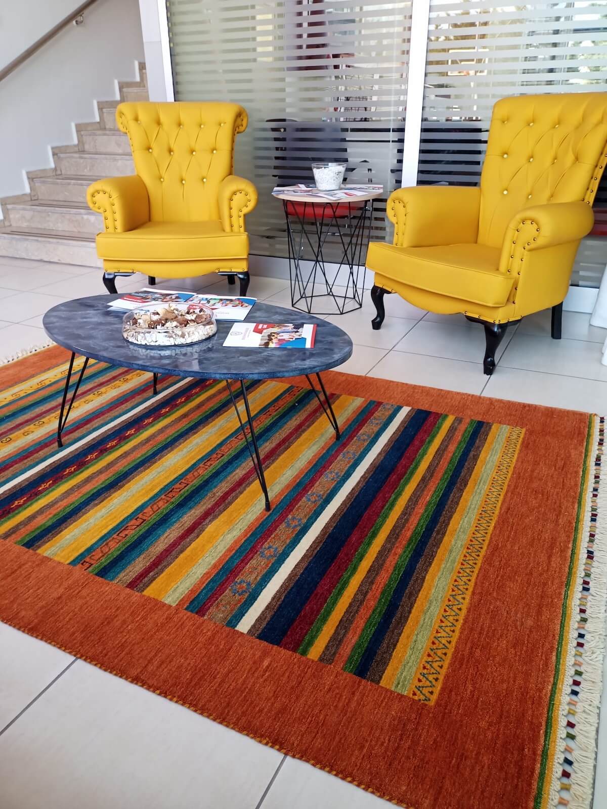 Tribal Handwoven Orange Wool Rug – 89X125 by Camel Carpet