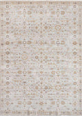TUAREG-4805 handcrafted wool rug in ivory, taupe, pale blue, blush with small tribal all-over styling