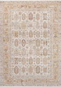 TUAREG-4808 handcrafted wool rug in ivory, taupe, pale blue, blush with classic medallion lattice styling