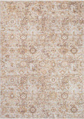 TUAREG-4811 handcrafted wool rug in ivory, taupe, beige, pale blue with dense floral medallions styling
