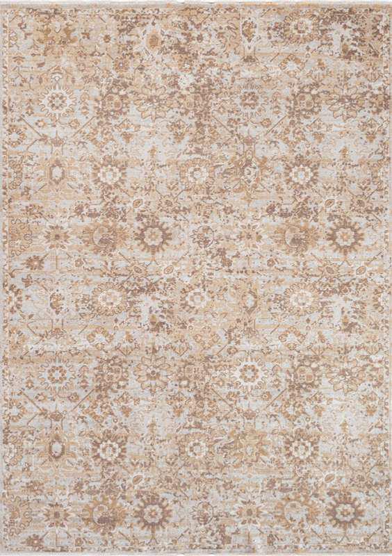 TUAREG-4811 handcrafted wool rug in ivory, taupe, beige, pale blue with dense floral medallions styling