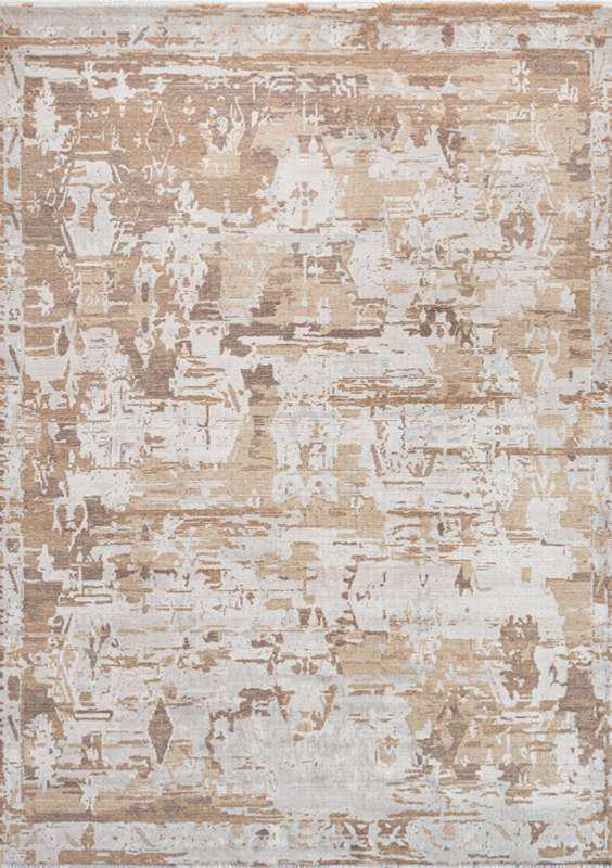 TUAREG-4812 handcrafted wool rug in ivory, taupe, beige with layered abstract styling