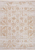 TUAREG-4813 handcrafted wool rug in ivory, sand, pale blue with botanical negative styling