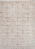 TUAREG-4814 handcrafted wool rug in ivory, taupe, pale blue, blush with layered floral bands styling