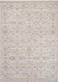 TUAREG-4816 handcrafted wool rug in ivory, taupe, pale blue, blush with open floral field styling