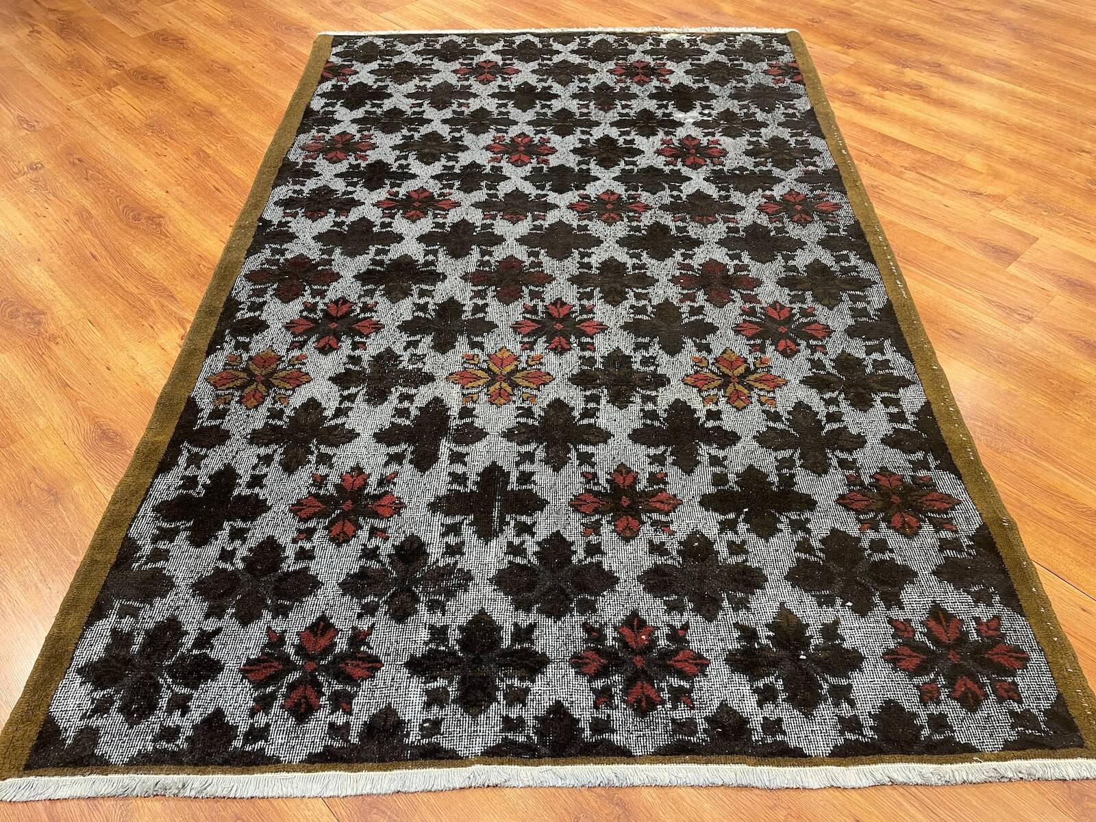 Vintage Black Handwoven Rug by Camel Carpet