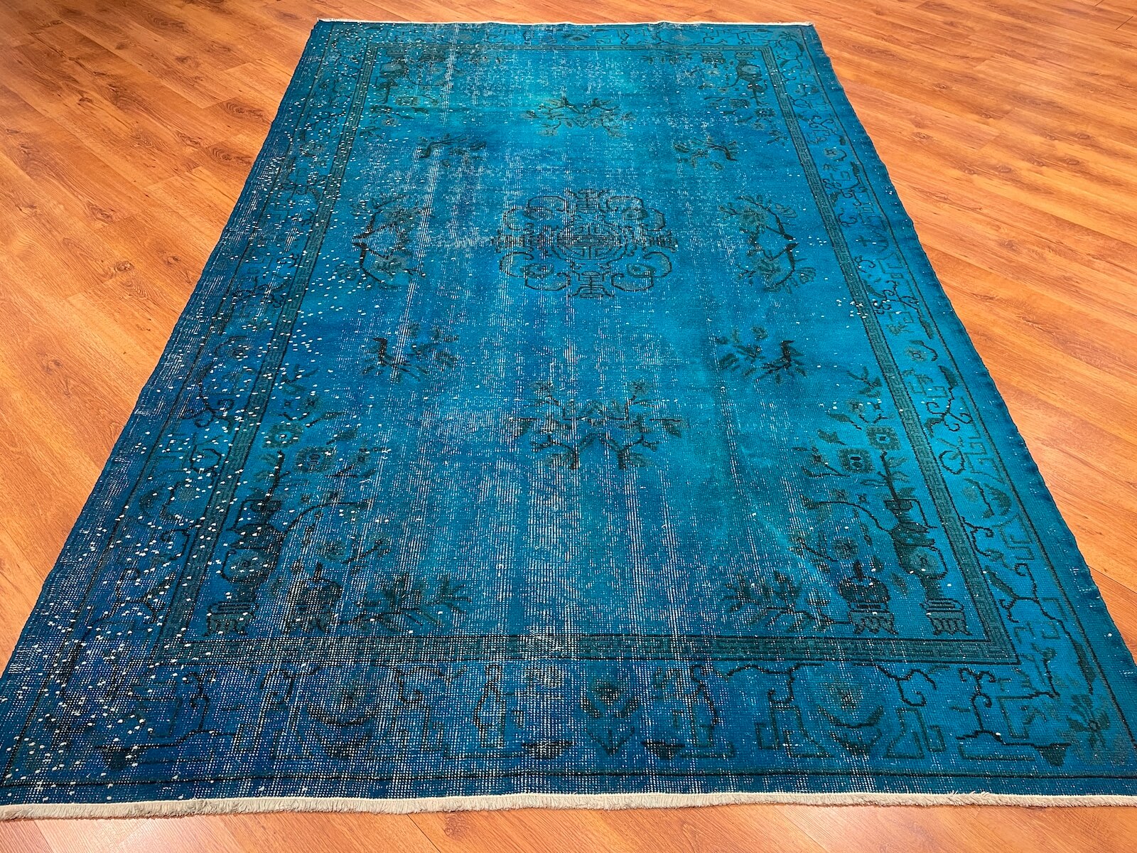 Vintage Blue Handwoven Rug by Camel Carpet